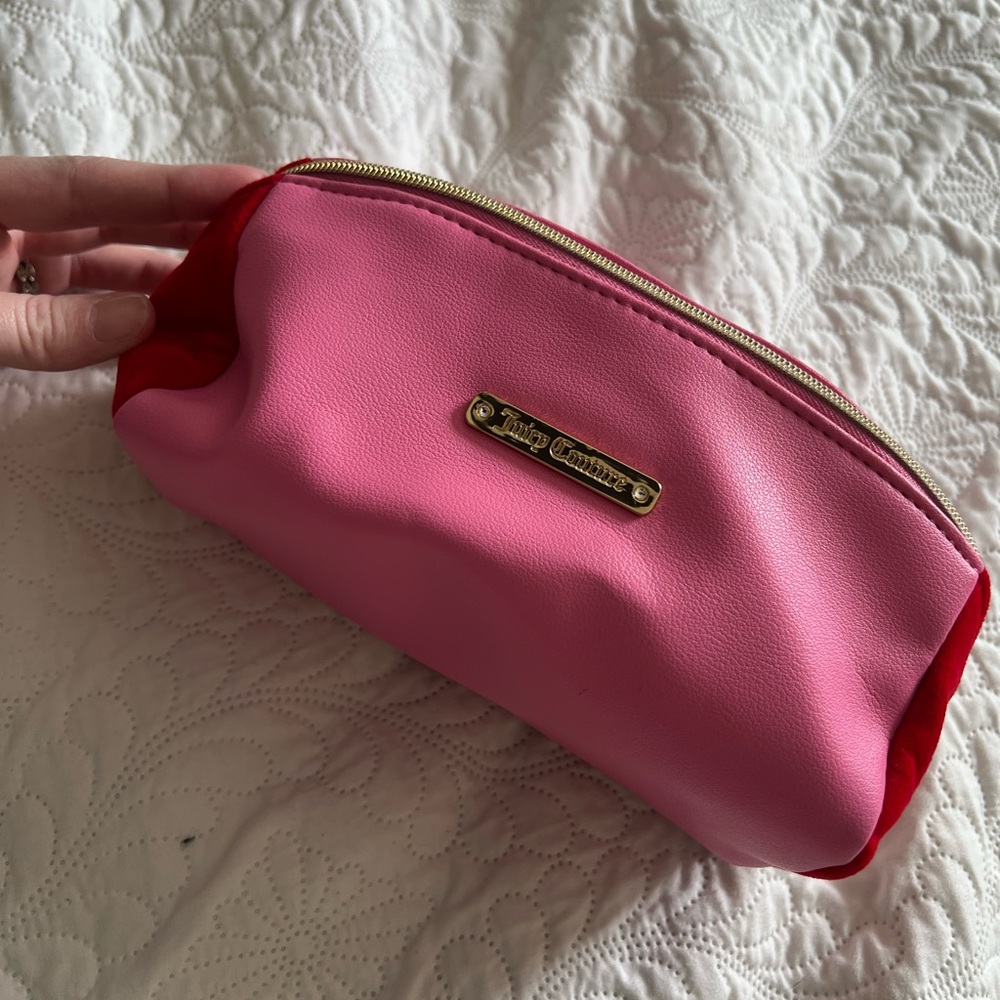 Juicy Couture Pink and Red Pouch with Gold Accents